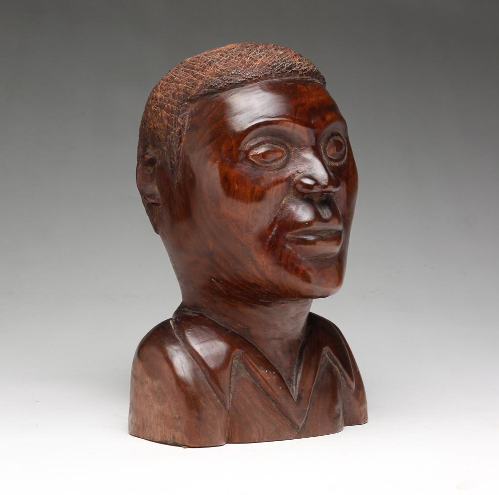 CARVED BUST OF AFRICAN AMERICAN MAN. (1 of 4)