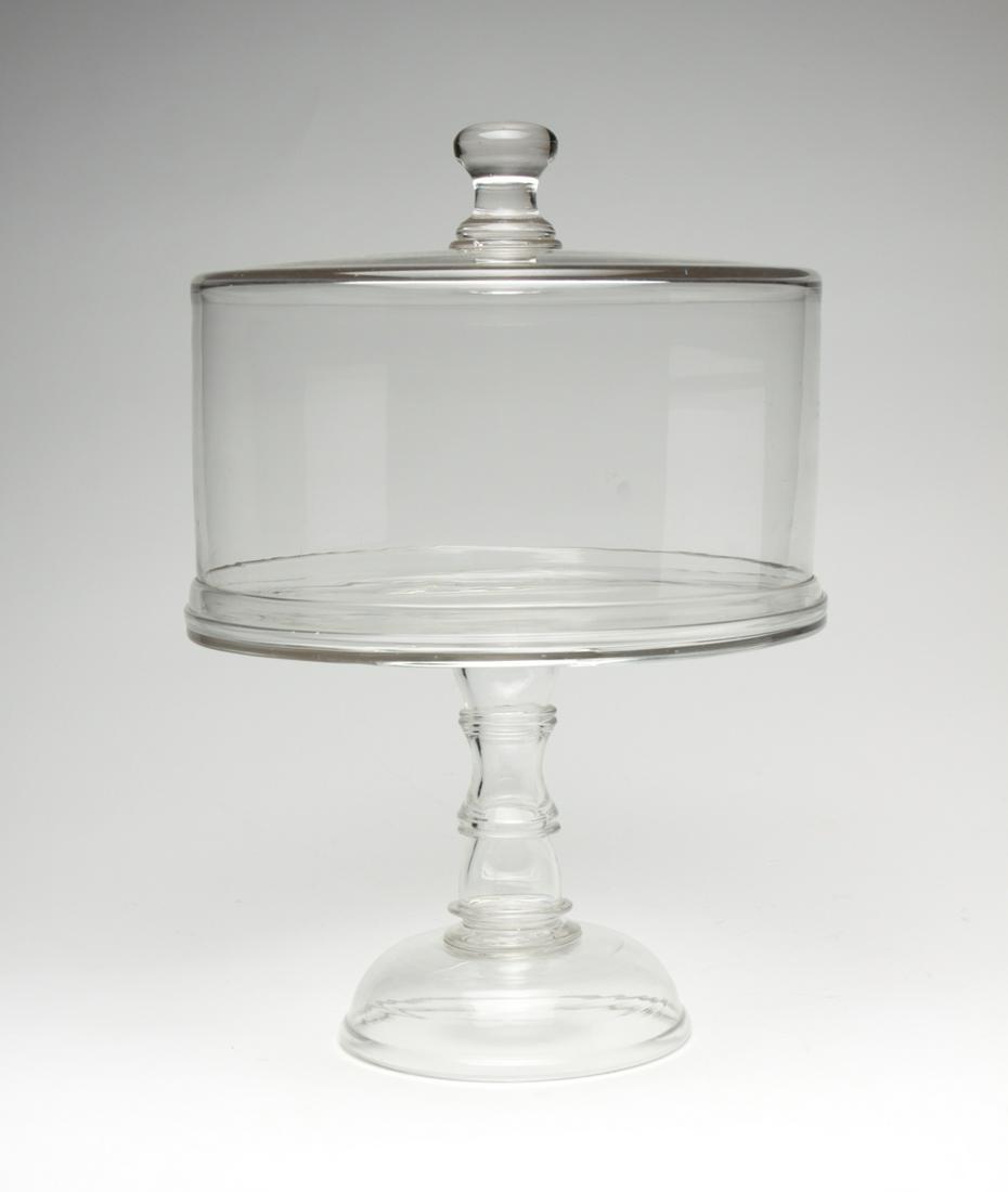Pittsburgh Blown Glass Cake Stand And Cover. Auction
