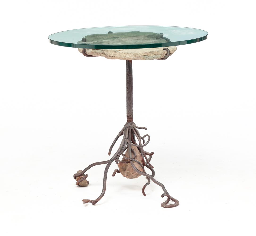 CONTEMPORARY GLASS TOP TABLE BY JOHN ZAN. (1 of 5)