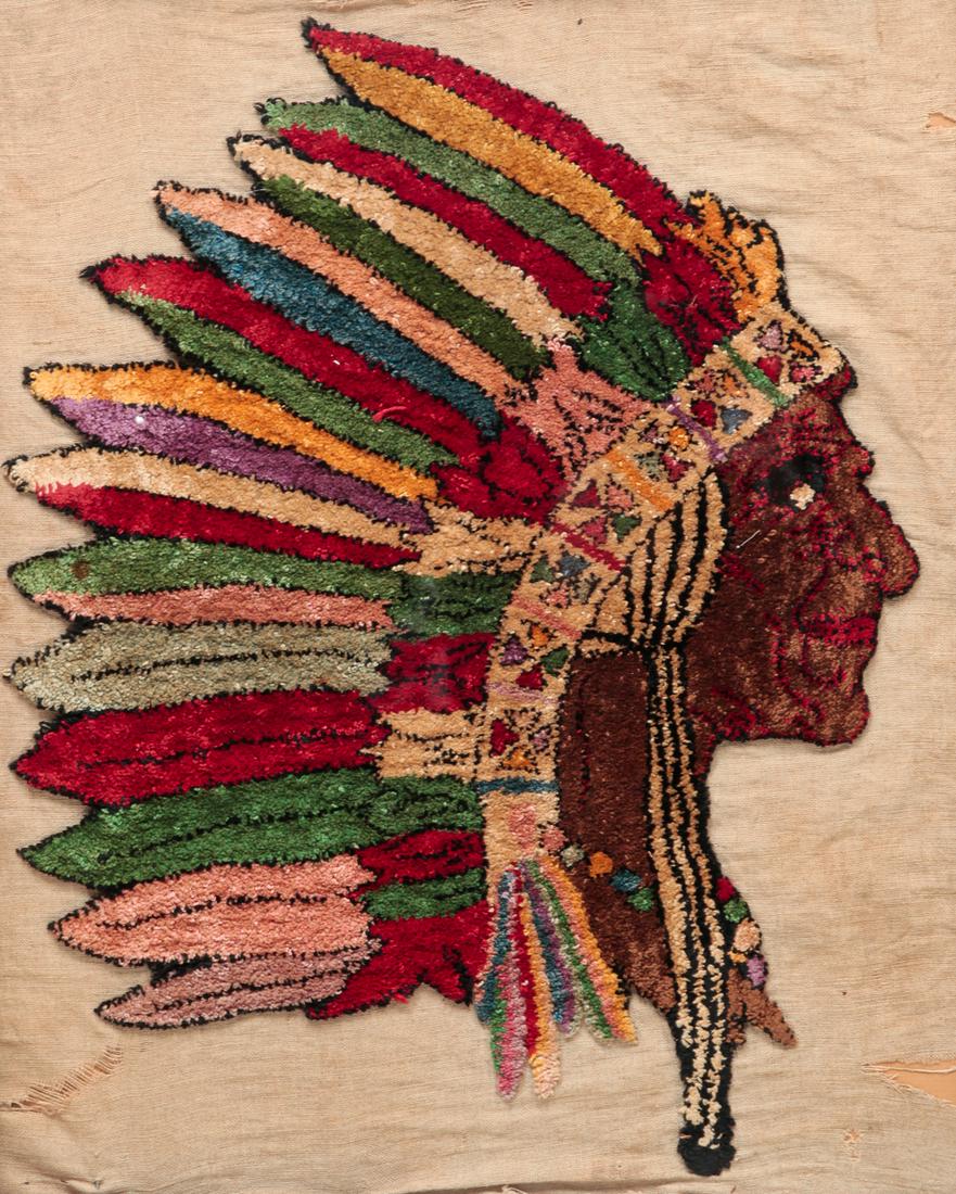 TEXTILE PANEL OF NATIVE AMERICAN CHIEF. (1 of 4)