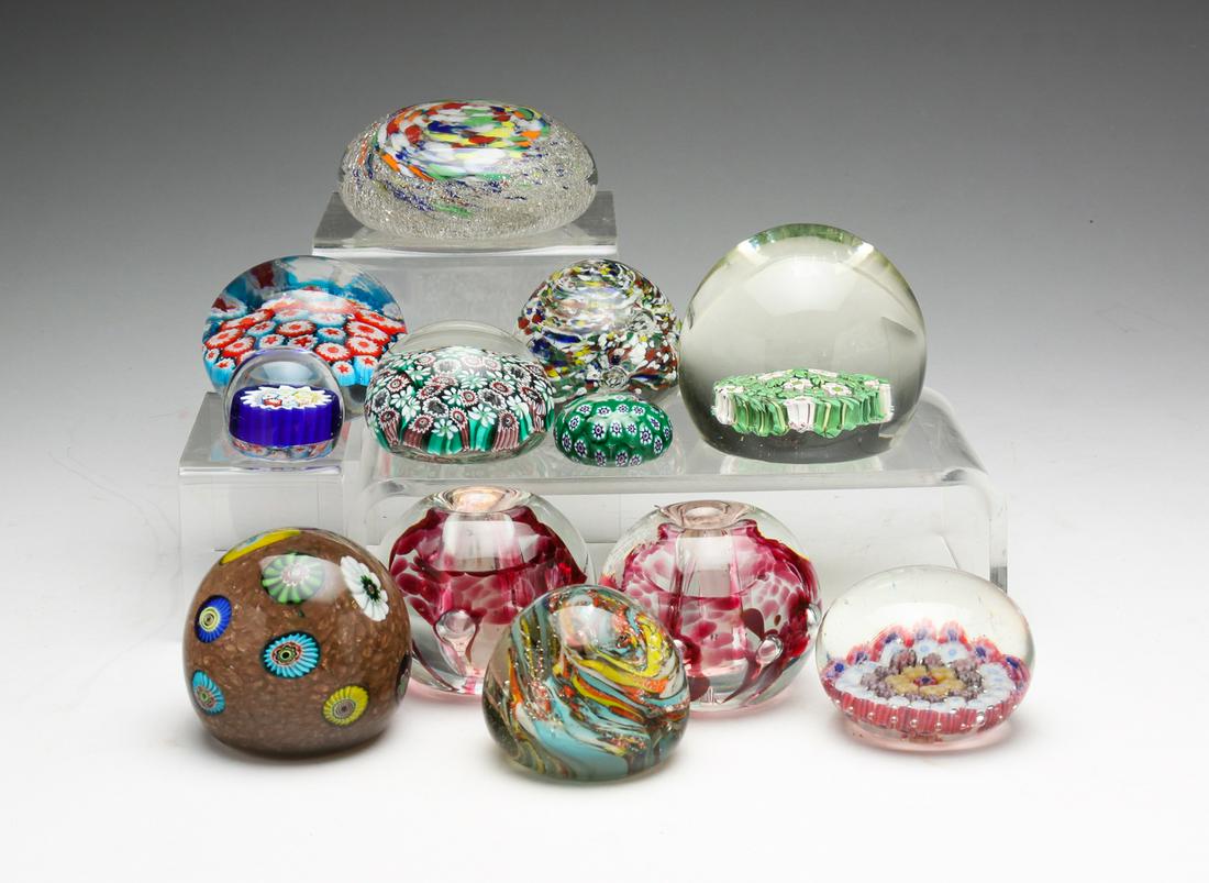 TWELVE ART GLASS PAPERWEIGHTS INCLUDING MURANO. (1 of 6)
