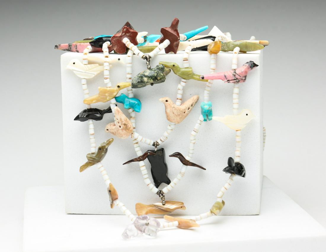 VINTAGE FOUR STRAND MULTI-STONE FETISH NECKLACE. (1 of 3)