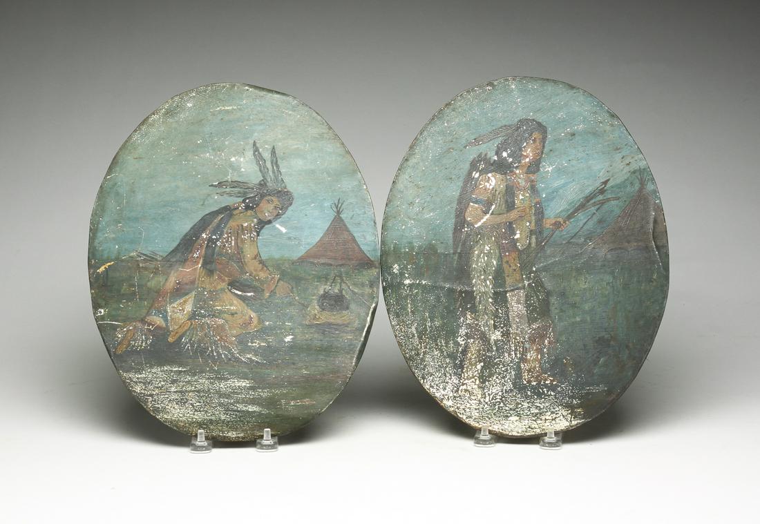 TWO OILS ON TIN OF NATIVE AMERICANS. (1 of 4)