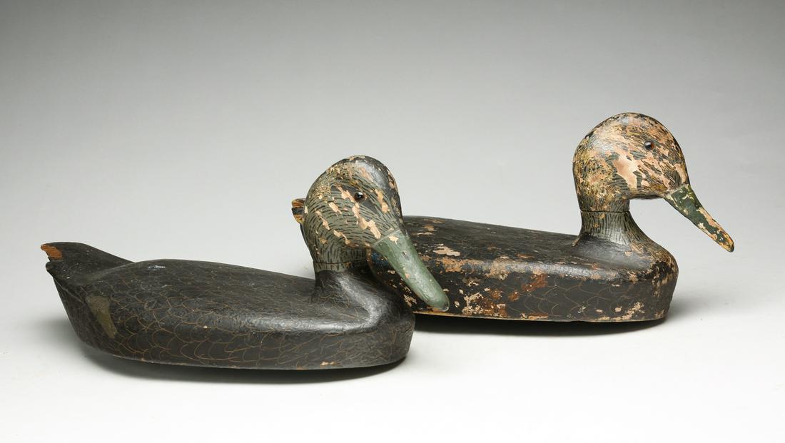 TWO AMERICAN MALLARD HEN DECOYS. (1 of 6)