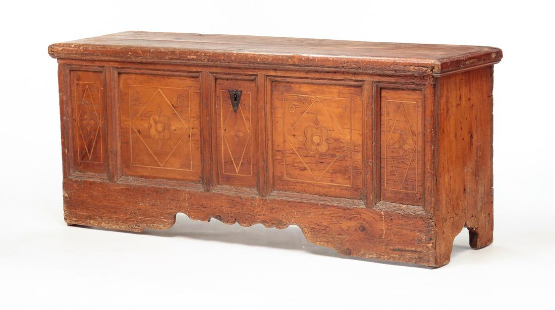 EUROPEAN INLAID BLANKET CHEST. (1 of 10)