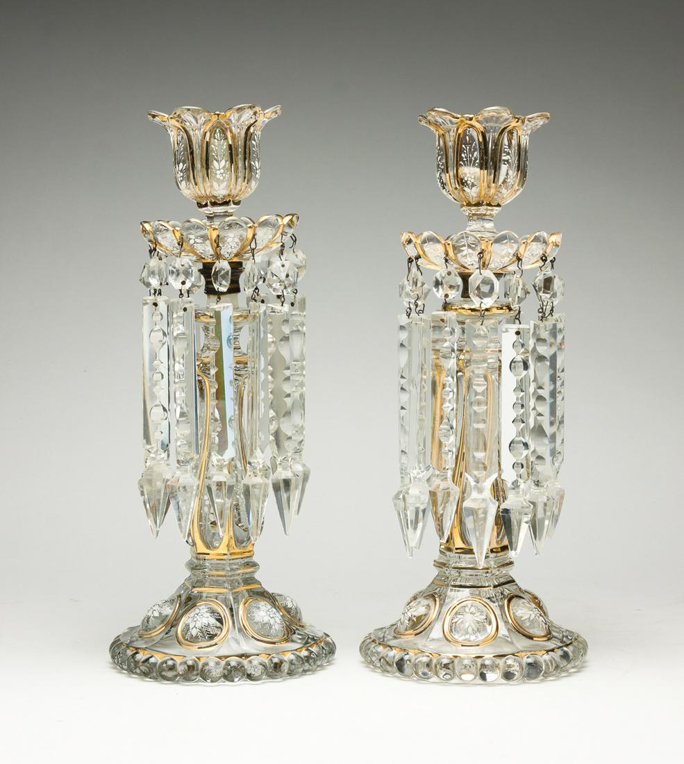 PAIR OF BACCARAT MEDALLION CRYSTAL CANDLESTICKS. (1 of 5)
