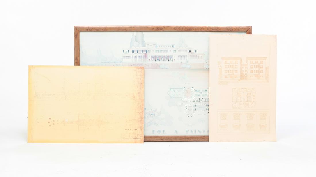 THREE ARCHITECTURAL PRINTS. (1 of 10)