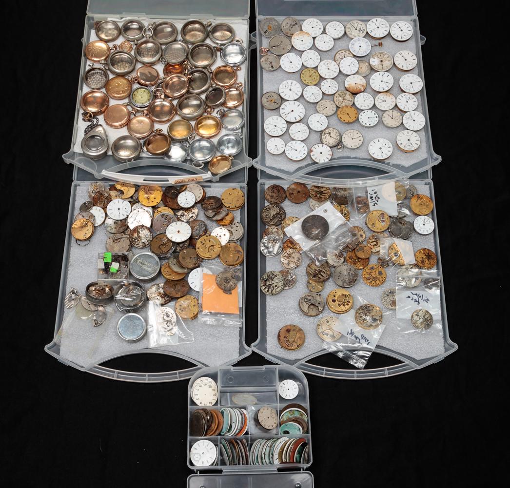 LARGE GROUP POCKET WATCH CASES AND PARTS. (1 of 6)