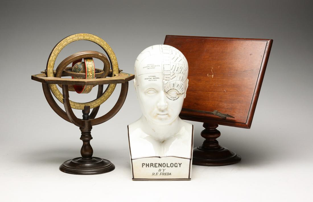 THREE DECORATIVE STUDY ACCESSORIES. (1 of 9)