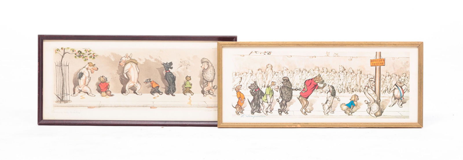 TWO BORIS O'KLEIN "NAUGHTY DOGS OF PARIS" PRINTS. (1 of 8)