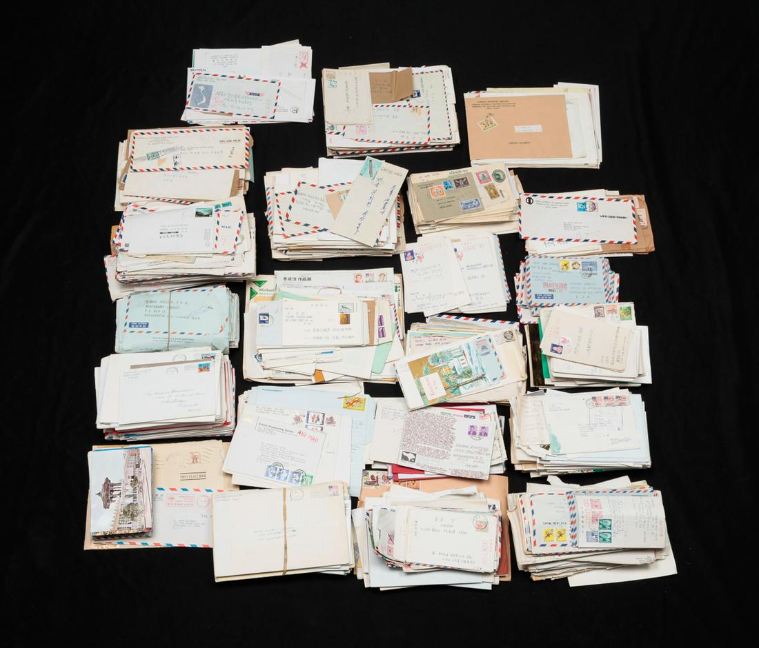 COLLECTION OF CANCELED STAMPS.: Twentieth century. Mostly on envelopes and postcards. Mostly from Korea and the United States.