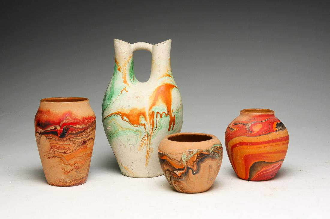 FOUR NEMADJI POTTERY VASES. (1 of 6)