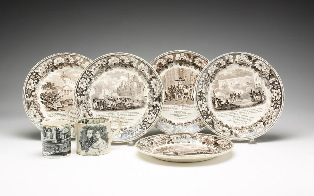 SEVEN PIECES OF TRANSFERWARE. (1 of 10)