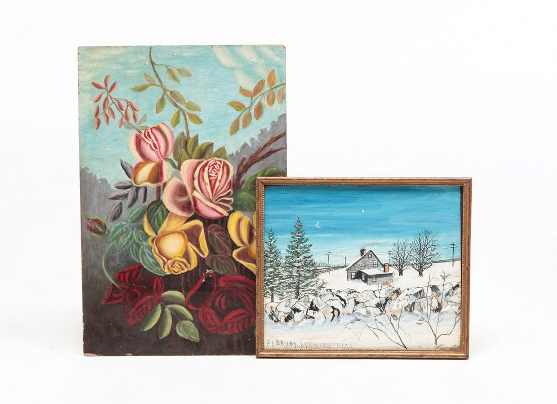 TWO PAINTINGS. (1 of 4)