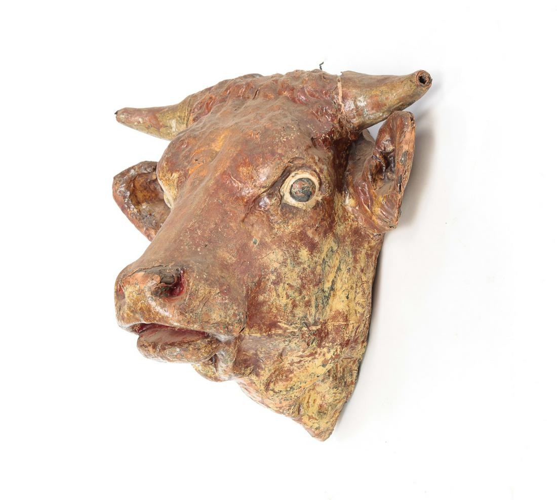 Papier Mache Bull Head. Auction