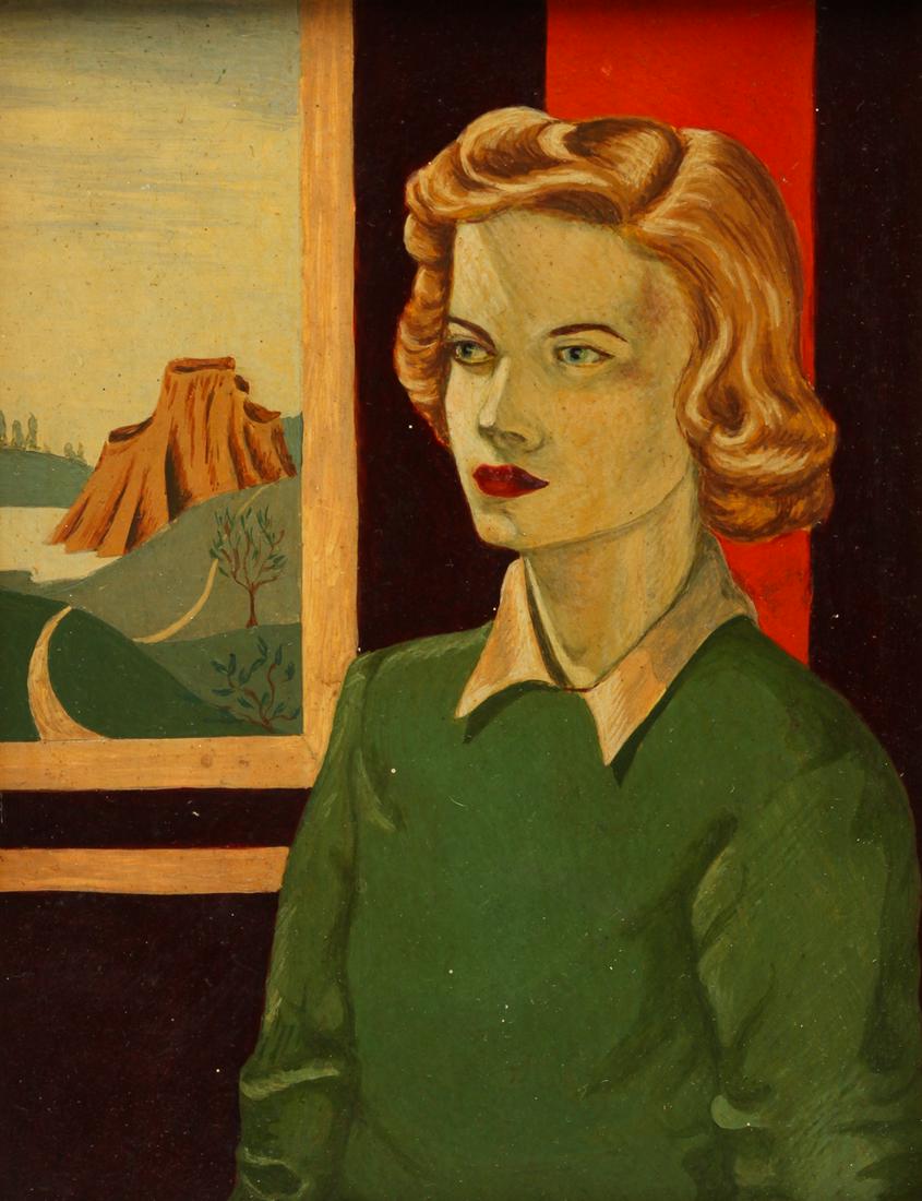 AMERICAN OIL ON BOARD PORTRAIT. (1 of 3)