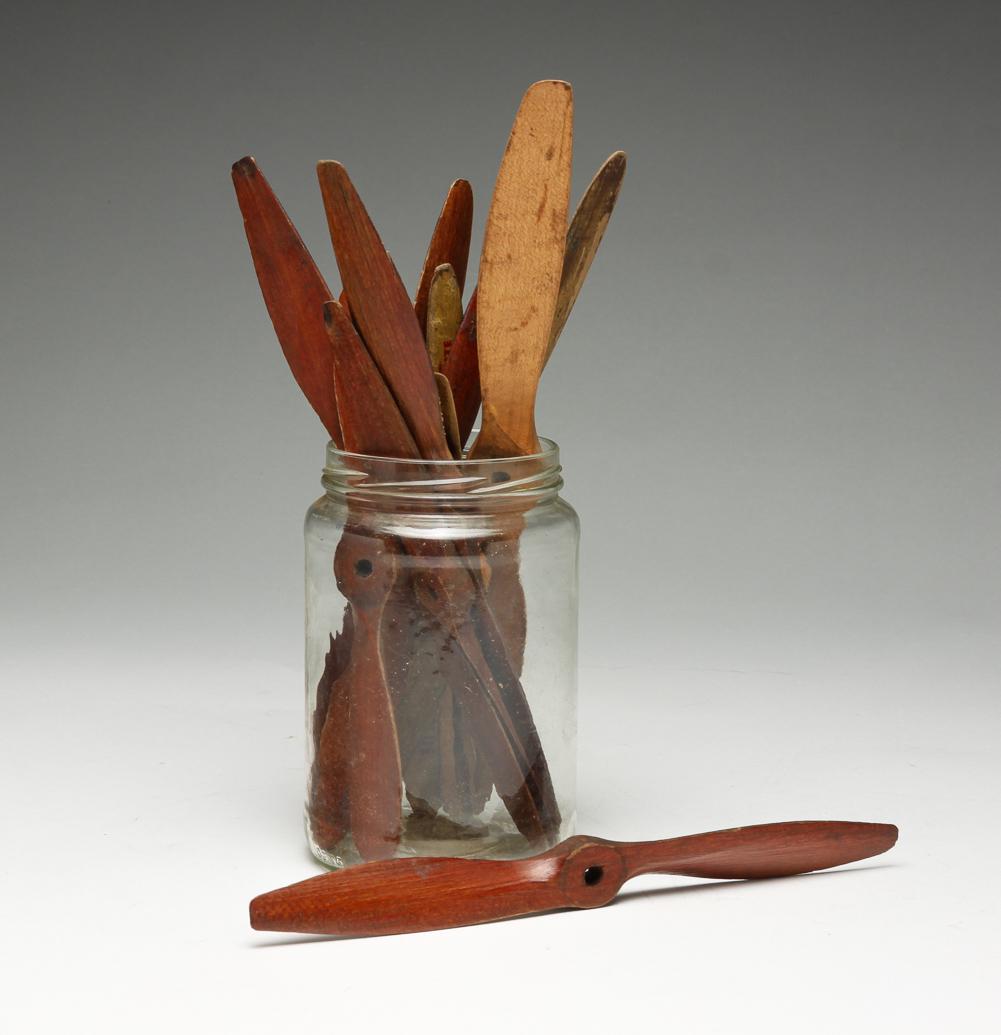 GROUPING OF WOODEN TOY PROPELLERS.: American, 20th century. Twelve propellers in various finishes. 11"l to 7"l.