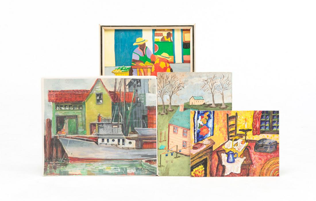 GROUPING OF FOUR PAINTINGS. (1 of 9)