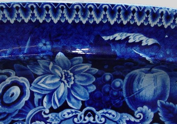 DARK BLUE STAFFORDSHIRE PLATTER. Marked o - 3