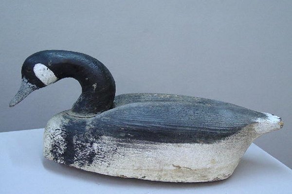 CANADIAN GOOSE DECOY. Worn black and whit - 2