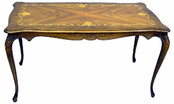 FRENCH STYLE TABLE WITH MARQUETRY INLAY.