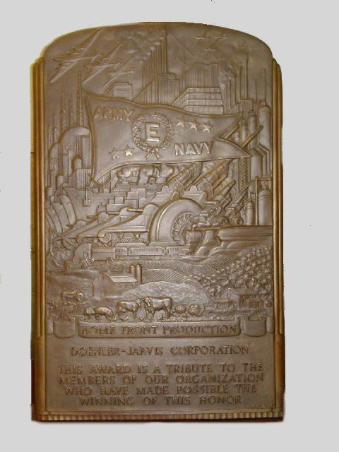 HONORARY BRONZE PLAQUE BY "CHAMBELLAN, SC". (Rene: HONORARY BRONZE PLAQUE BY "CHAMBELLAN, SC". (Rene Paul Chambellan, American, 1893-1955. A student of Solon Borglum with works at Radio City and other public buildings and universities). "Home Front Pr