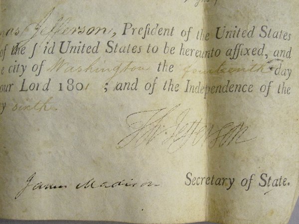 OHIO LAND GRANT SIGNED BY THOMAS JEFFERS - 2