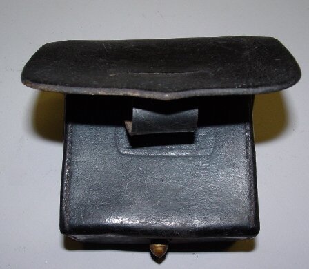 NAVAL CARTRIDGE BOX. Black leather is st