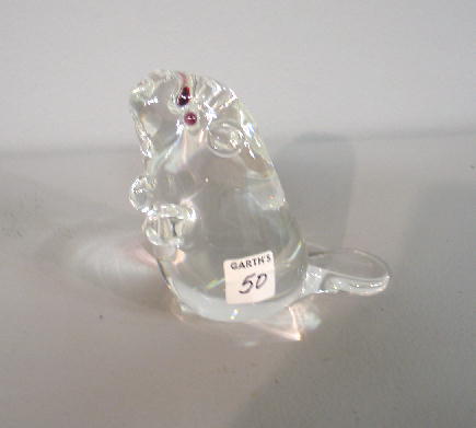 "STEUBEN" CRYSTAL BEAVER. Light cranberry eyes. Etc