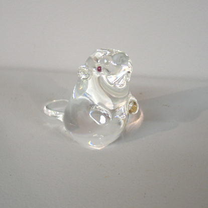 "STEUBEN" CRYSTAL BEAVER. Light cranberry eyes. Etc - 4