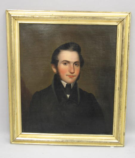 OIL ON CANVAS PAINTING. Attributed to Thomas Ball: OIL ON CANVAS PAINTING. Attributed to Thomas Ball (1819-1911, Massachusetts. Known for painting in the first part of his career and later for sculpting after spending time in Italy). Well-done portrai