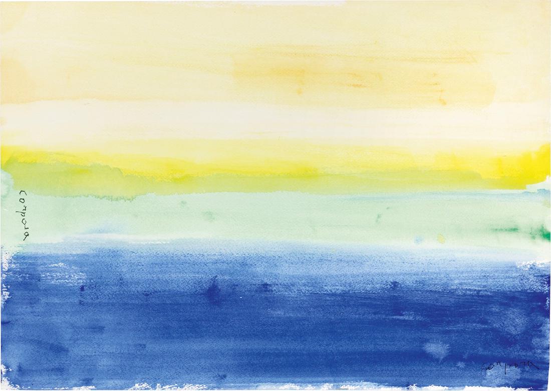 Antonio Corpora - Mare e deserto: Antonio Corpora (Tunisi 1909 - Roma 2004) Mare e deserto , 1999 Acquerello su carta cm. 36x51 Firma sul lato sinistro: Corpora; data, titolo e firma al verso: 99 / Mare e deserto / Antonio Corpora. Fo