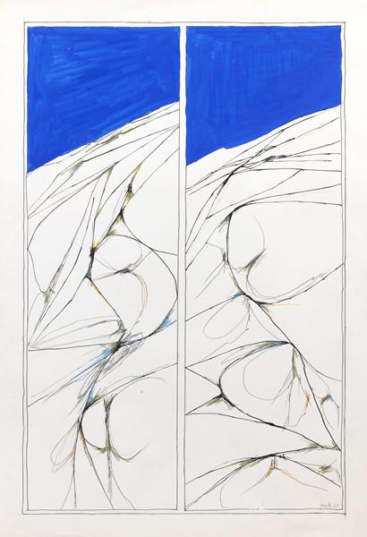 Achille Perilli: Tecnica mista su cartoncino cm. 100x70 Firma e data in basso a destra: Perilli 65.