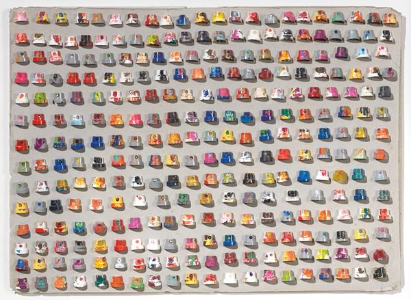 Omar Hassan: Tecnica mista riportata su tavola cm. 50x69 Firma, data e titolo al verso sulla tavola: Omar Hassan / 2014 / Cap in the Street Broke. Certificato Contini Galleria d'Arte.