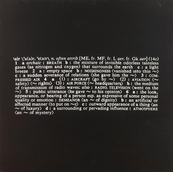 Joseph Kosuth (Toledo 1945): Art as idea as idea (air), 1967 Serigrafia su alluminio cm. 120x120 Al verso: etichetta Galleria Paolo Vitolo, Roma.