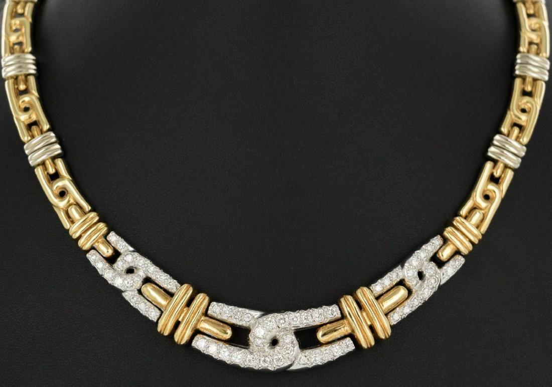 Chimento Necklace: Brand - Chimento Style - Link Model - Diamond Necklace Length - 16"" Width - 8.5mm-14mm Material - Solid Yellow & White Gold Purity - 18k / 750 Weight Grams - 77.8 DWT - 50.0 Markings - Chimento, MOD