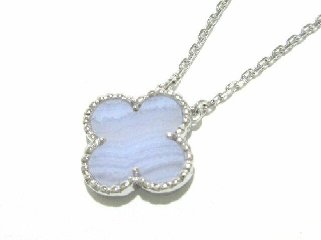 VAN CLEEF & ARPELS NECKLACE: Brand: Van Cleef & Arpels Style: Necklace Color: 18K White Gold, Chalcedony Material: 18K White Gold, Chalcedony Product Name: Vintage Alhambra Serial: BL97253 Accessories: Box(Broken), Case(Obvious f