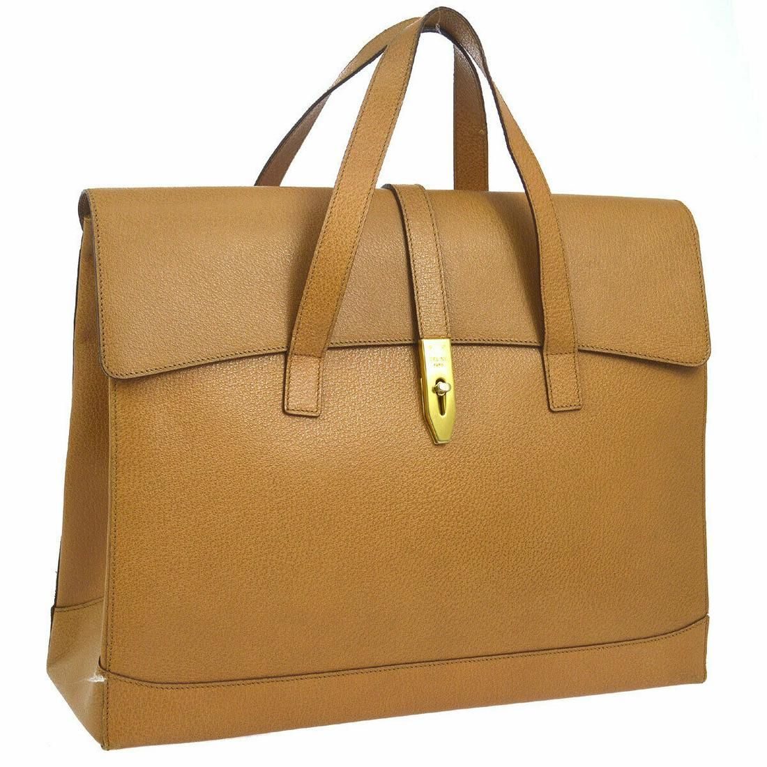 CELINE HAND BAG: Size: Large Country/Region of Manufacture: Italy Style: Hand Bag Depth: 5.9 Material: Leather Width: 17.7 Color: Brown Closure: Flap Height: 13.0 Brand: CELINE All Bidhaus items come with an Authentic