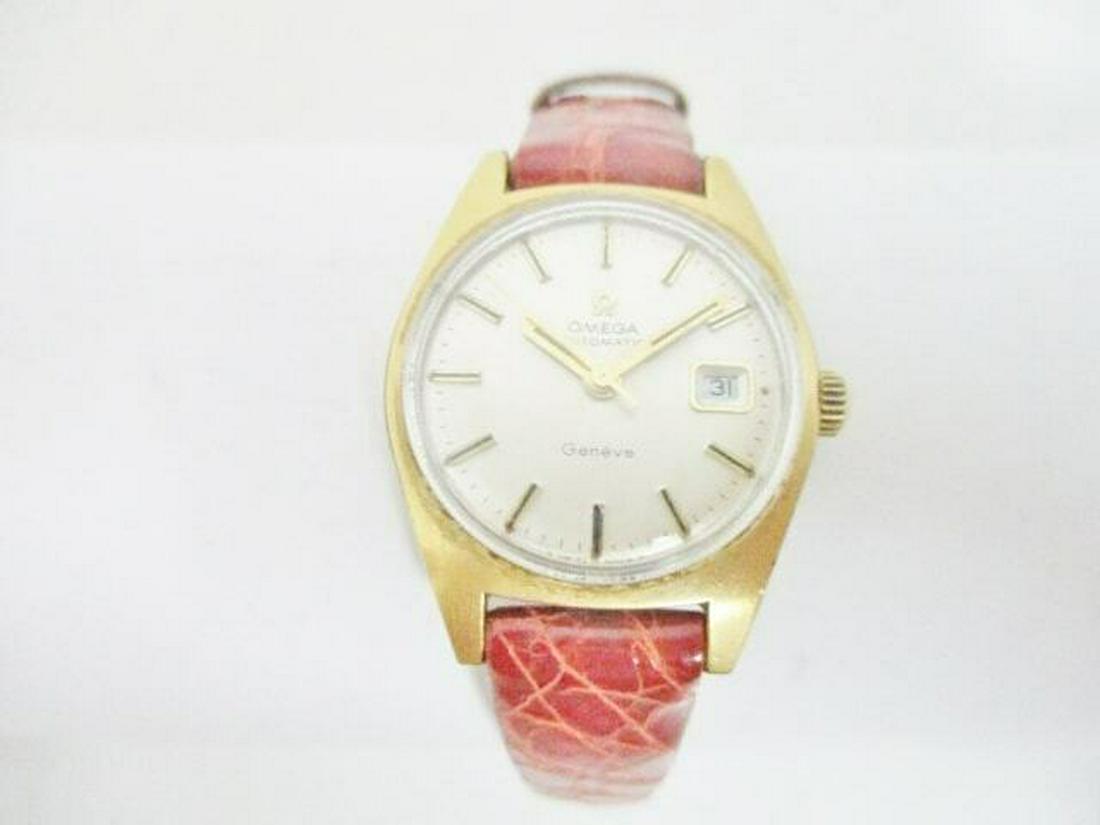 OMEGA WRIST WATCH: Brand: OMEGA Style: Wrist Watch Color: Red, Gold, Silver Material: Leather Product Name: Geneve Serial: Unconfirmed All Bidhaus items come with an Authenticity Guarantee. Unless specified above, item 