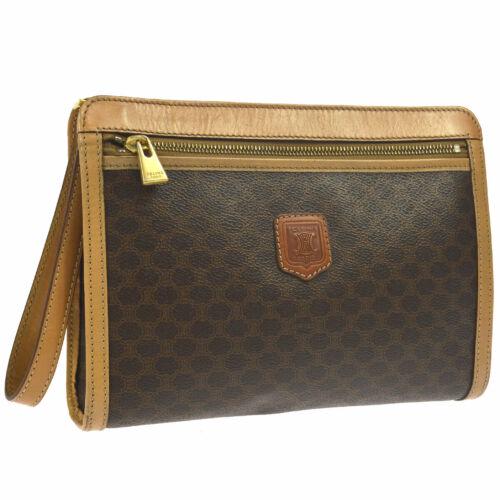 CELINE Clutch: Brand: CELINE Style: Clutch Material: PVC, Leather Color: Brown Size: Medium Width: 9.8 Height: 7.5 Depth: 2 Country of Origin: Italy Comes With: NA