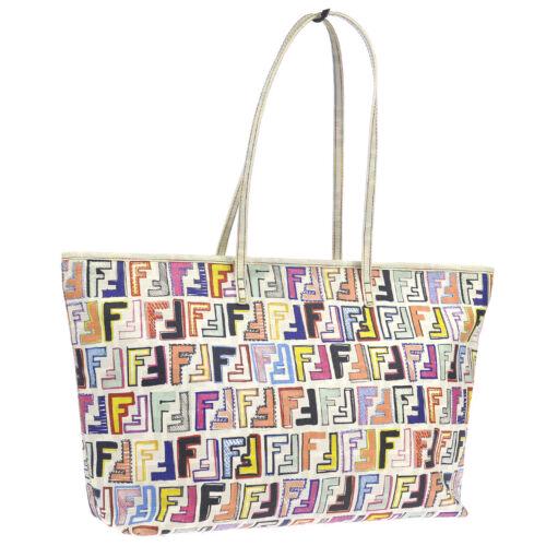 FENDI Shoulder Tote Bag: Brand: FENDI Style: Shoulder Tote Bag Material: PVC, Leather Color: White, Multi-Color Size: Large Width: 13.8 Height: 11 Depth: 5.9 Country of Origin: Italy Comes With: NA