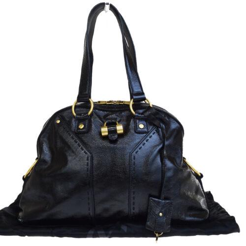 YVES SAINT LAURENT Shoulder Bag: Brand: YVES SAINT LAURENT Style: Muse Shoulder Bag Material: Patent Leather Color: Black Size: Medium Width: 14.2 Height: 9.1 Depth: 4.3 Country of Origin: Comes With: