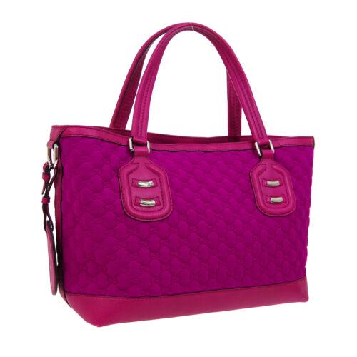 Gucci Tote: Brand: GUCCI Style: Hand Tote Bag Material: Microfiber, Leather Color: Pink Size: Medium Width: 13.8 Height: 10.2 Depth: 6.3 Country of Origin: Italy Comes With: All Bidhaus items come wit