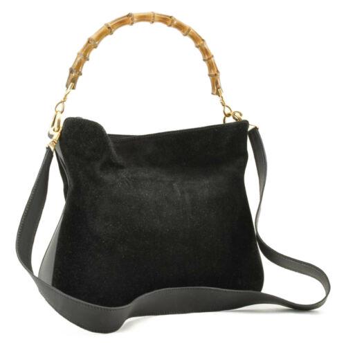 Gucci Bamboo Shoulder Bag: Brand: GUCCI Style: Hand Bag / Shoulder Bag Material: Suede Color: Black Size: W29 x H26 x D11cm/ Shoulder Drop 45cm(Approx) Width: Height: Depth: Country of Origin: Comes With: All Bi