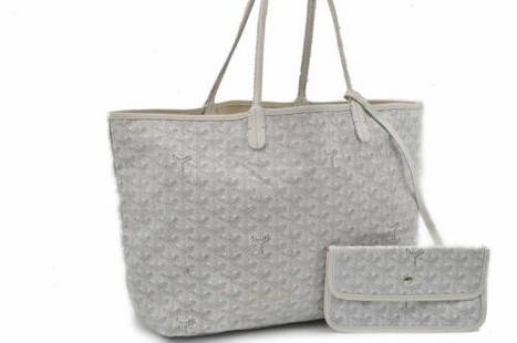 Goyard Saint Louis Tote: Brand: GOYARD Style: Tote Bag Material: PVC Leather Color: White Size: Width: 18.5inches (47cm) Height: 10.4inches (26.5cm) Depth: 5.5inches (14cm) Country of Origin: France Comes With: A