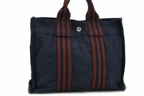 Hermes Fourre Tout PM Tote: Brand: HERMES Style: Hand Bag Material: Canvas Color: Navy Size: Width: 11.8inches (30cm) Height: 8.7inches (22cm) Depth: 3.1inches (8cm) Country of Origin: France Comes With: All Bidhaus