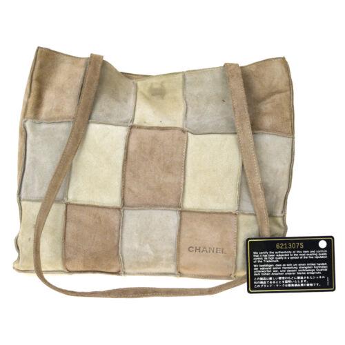 Chanel Shoulder Bag: Brand: CHANEL Style: Shoulder Bag Material: Suede Skin Leather Color: Beige Size: Medium Width: 10.2 Height: 8.7 Depth: 2.6 Country of Origin: Comes With: All Bidhaus items come with a 10