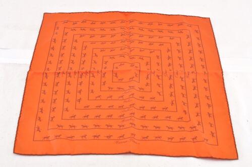 HERMES Bandana Handkerchief100% Silk: Brand: HERMES Style: Handkerchief Material: Silk Color: Orange Size: W15.74 x H15.74â€³(Approx) Width: Height: Depth: Country of Origin: Comes With: All Bidhaus items come with a 100% money-back