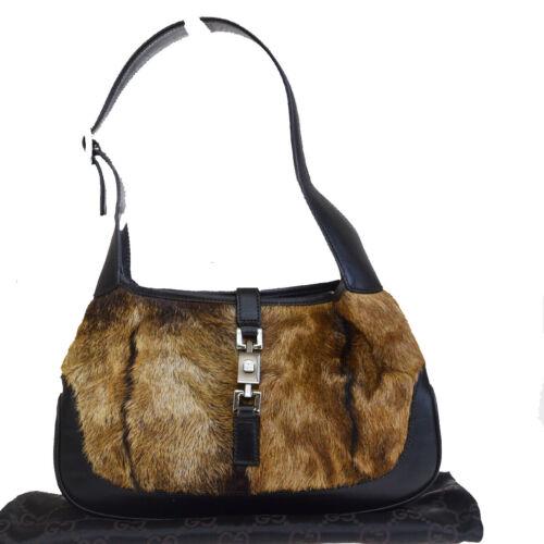 Gucci Shoulder Bag: Brand: Gucci Style: Shoulder Bag Material: Leather, Claf Skin Fur Leather Color: Brown Size: Medium Width: 10.2 Height: 6.3 Depth: 1.4 Strap Drop: 7.9 Country of Origin: Comes With: