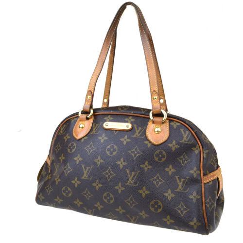 LOUIS VUITTON Montorgueil PM Tote: Brand: Louis Vuitton Style: Shoulder Bag Material: Monogram , Leather Color: Brown Size: Width: 12.2 Height: 7.5 Depth: 6.3 Strap Drop:9.1 Country of Origin: Medium Comes With: 9.1 All Bidhaus items c